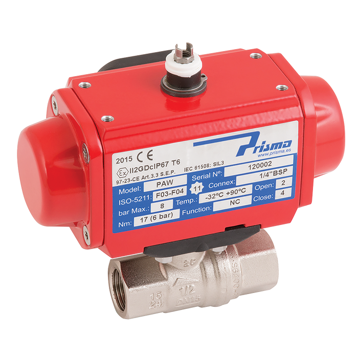 1.1/2" Brass Wras Ball Valve F/W Pa Sa Act