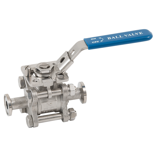 1/2" Tri-Clamp S/S 3Pc D/Mnt B/V Lever