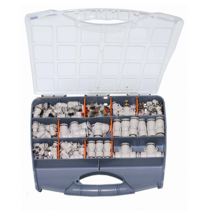 XHnotion 124 Piece 6/8/10mm Emergency Push-in White Fittings Kit | XHN-060810WHFBOX