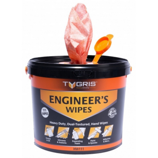 Tygris Engineers Dual Textured Hand Wipes | 110 Wipes Bucket | HW111 - FluidAirFittings