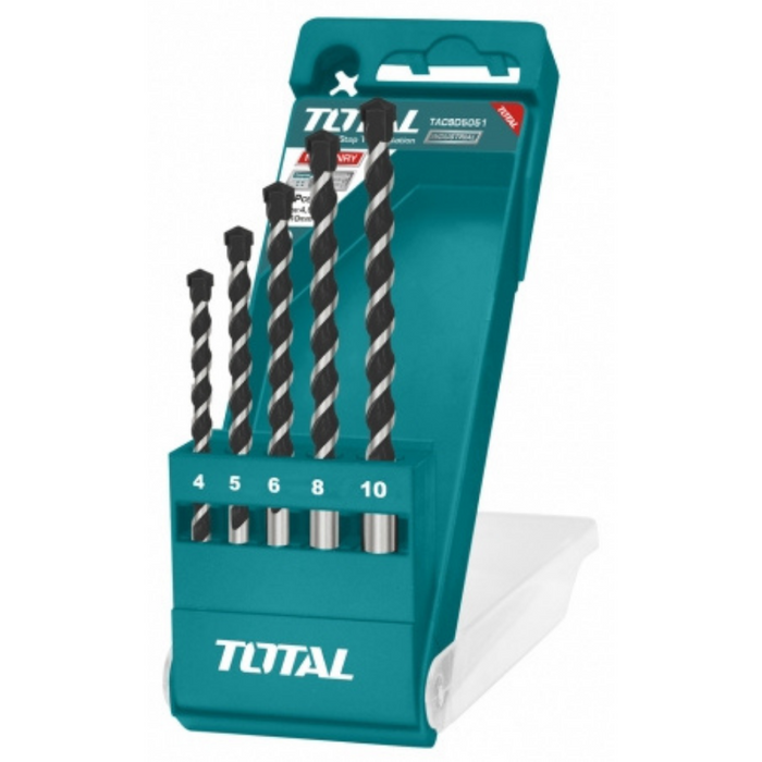 TOTAL 5 Piece Masonry Drill Bits Set | Size 5 x 85mm to 10 x 120mm | TACSD5051
