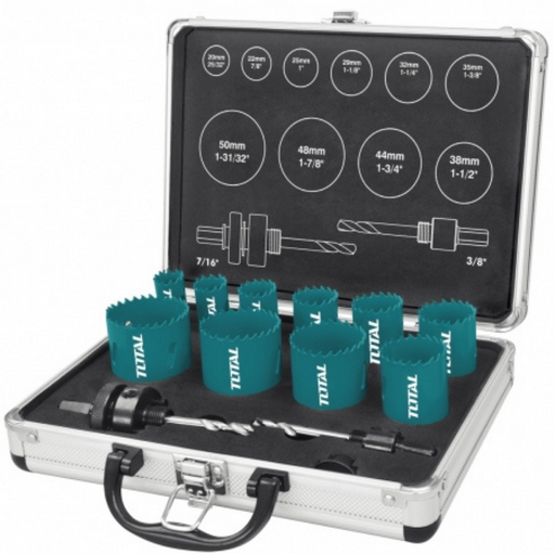 TOTAL Pipe Cutting Accessories Bi-Metal Hole Saw Set | Size 20mm - 50mm | TACSH1121 - FluidAirFittings
