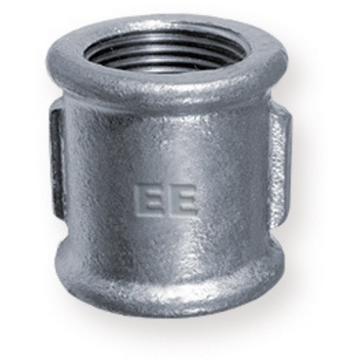 E.E Malleable Pipe Fittings Equal Socket Galvanised | 1/8" BSPP Female Thread | GFFA02 - FluidAirFittings