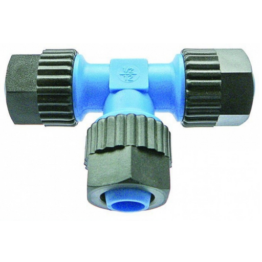 Equal Tee Polypropylene Plastic Fittings  | Tube  6mm x 4mm | TPT06 - FluidAirFittings