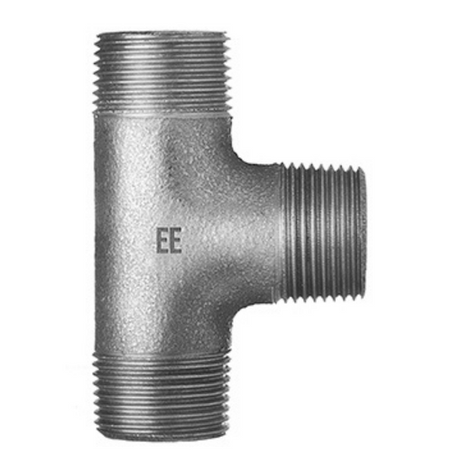 E.E Malleable Tee Equal Male. Galvanised. | 1" BSPT Male | EEGMET16 - FluidAirFittings