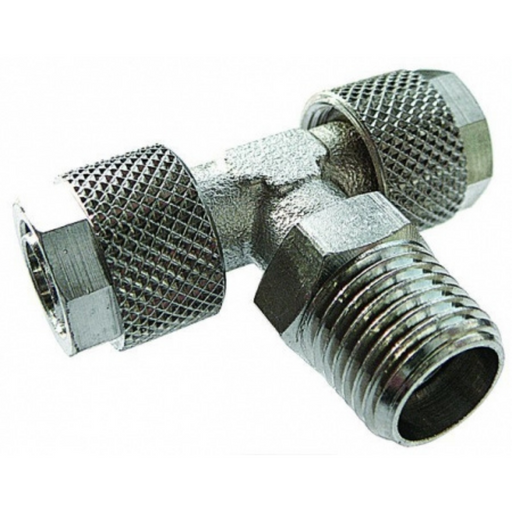 Aignep Male Swivel Stud Tee | 1/8" BSPT Male | 6-4mm Tube O/D & I/D | QSMT06/02 - FluidAirFittings