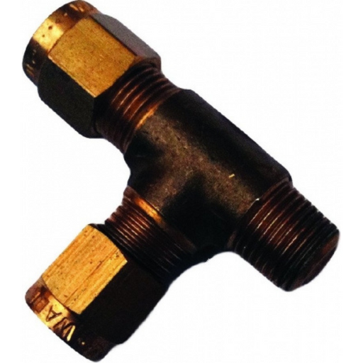 Wade Equivalent Brass Male Run Tee 1/8" BSPT Male 3/16" Tube O/D 9061/E - FluidAirFittings