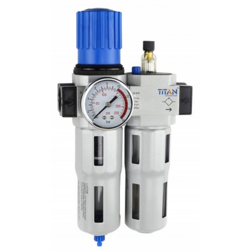 Titan DC4 Series Filter Regulator & Lube Combi Sets | 3/8" Port Size G | 1/4" Gauge Thread G | 3500 Max Flow L/min | DC401-03D - FluidAirFittings