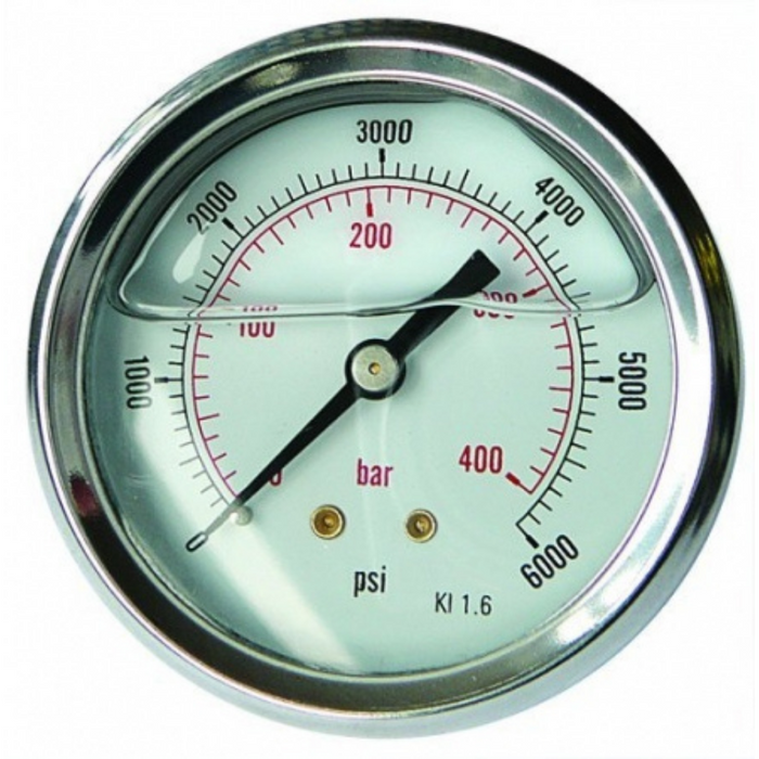 Glycerine Gauges 63mm 1/4'' BSPP Back Connection | 0-1 Pressure Range (bar) | 0-15 Pressure Range (psi) | GC6301/04