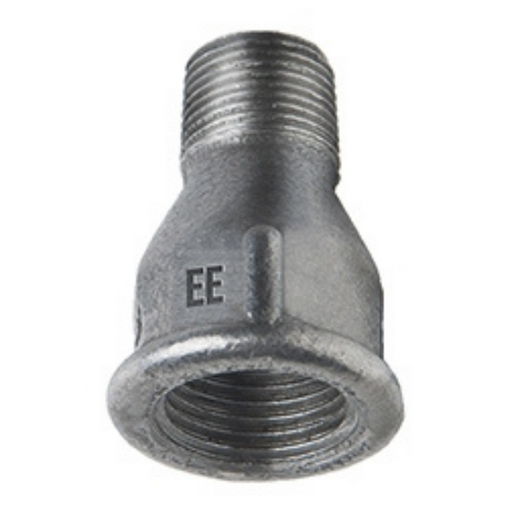 E.E Malleable Pipe Fittings Reducer Galvanised | 3/8" BSPP Female Thread | 1/4" BSPT Male Thread | EEGFMR06/04 - FluidAirFittings
