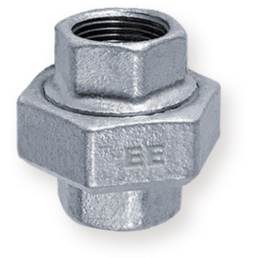 E.E Malleable Pipe Fittings Equal Union Galvanised | 1/4" BSPP Female Thread | GFEU04 - FluidAirFittings