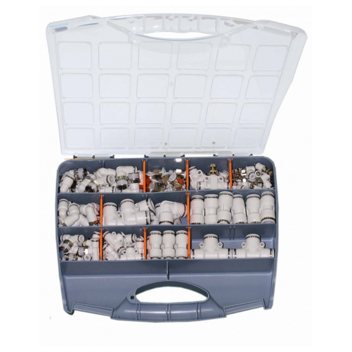 XHnotion 134 Piece 4/6/8mm Emergency Push-in White Fittings Kit | XHN-040608WHFBOX
