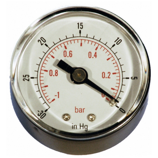 Vacuum Gauges 40mm Back Connection | Metal Case | 1/8" BSPT Thread | Dry | GCV40/02 - FluidAirFittings