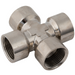 Aignep Nickel Plated Equal Cross | 1" BSPP Female | CX16NP - FluidAirFittings