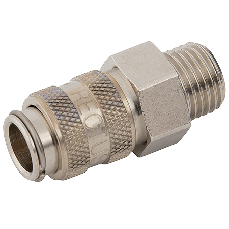 Rectus Nickel Plated 21KS Safety Lock Series Coupling BSPP Male | 1/8" BSPP Male | 21KSAW10MPN