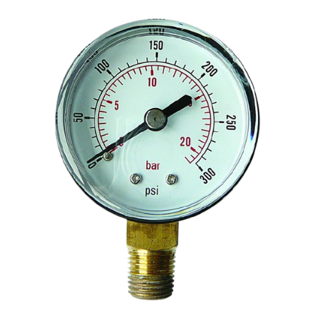 Gauges 50mm 1/8'' BSPT Male Bottom Entry Connection | 0-2 Pressure Range (bar) | 0-30 Pressure Range (psi) | GB502