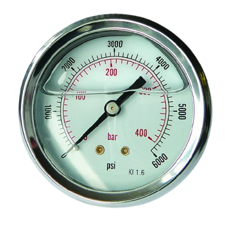 Glycerine Gauges 63mm 1/4'' BSPP Back Connection | 0-200 Pressure Range (bar) | 0-3000 Pressure Range (psi) | GC63200/04