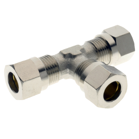 Aignep Nickel Plated Compression Metric Tube O/D Tee Connector | 15 | 920016