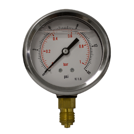 Glycerine Gauges 63mm 1/4'' BSPP Bottom Connection | 0-250 Pressure Range (bar) | 0-4000 Pressure Range (psi) | GB63250/04