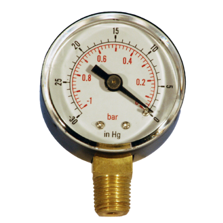 Vacuum Gauge 50mm Bottom Connection | 1/8" BSPT Male Thread | Dry | Metal Case | GBV50/02