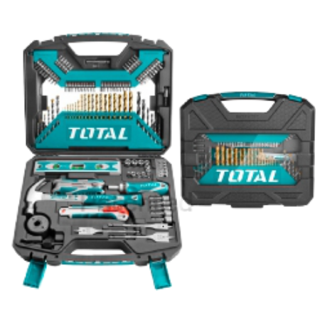 TOTAL Industrial - 120 Piece Tools & Accessories Set | 25 Piece HSS Drill Bit Set | THKTAC01120