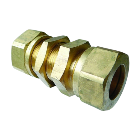 Wade Brass Metric Bulkhead Coupling | 12mm Tube O/D | 10mm Max B/H Plate Thickness | WA-MB112/L10