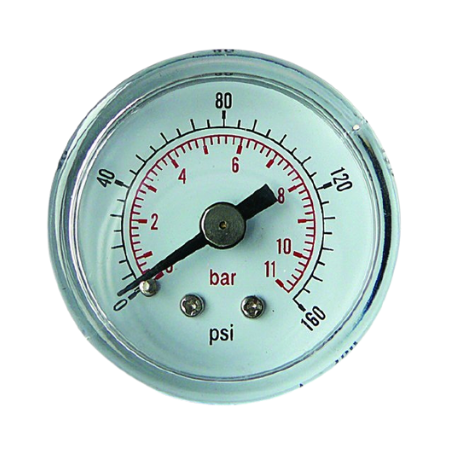 Gauge 40mm 1/8'' BSPT Male Back Connection | 0-7 Pressure Range (bar) | 0-100 Pressure Range (psi) | GC407