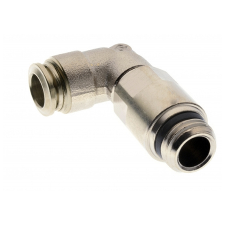 Aignep Elbow ExtendedSwivel Male Stud BSPP & Metric all Metal Fitting incl Collet. For use with Compressed Air Vacuum Water Steam | 1/4" | 571266-1/4
