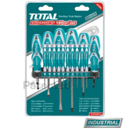 TOTAL Industrial - 10 Piece Screwdriver Set - (new design handle) | 18 pcs Screwdriver Set | THT250610