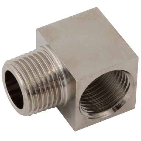 Nickel Plated Compact Elbow | 3/8" BSPT Male | 3/8" BSPP Female | MFLC06NP - FluidAirFittings