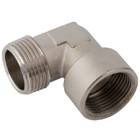 Aignep Nickel Plated Equal Elbow | 3/8" BSPT Male | 3/8" BSPP Female | MFL06NP - FluidAirFittings