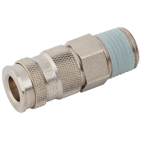 Rectus Nickel Plated 23KA Series Coupling BSPT Male Interchanges with Dynaquip DC3, Hansen 3000, Rectus 24, Tema 1400 and Cejn 310. | 1/2" BSPT Male | 23KAAK21MPN