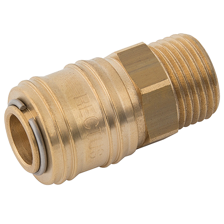 Rectus Brass Body 24KA Series Coupling BSPP Male Interchanges with Rectus 23, Tema 1400, Cejn 310 and Hansen 3000. | 1/4" BSPP Male | 24KAAW13MPX