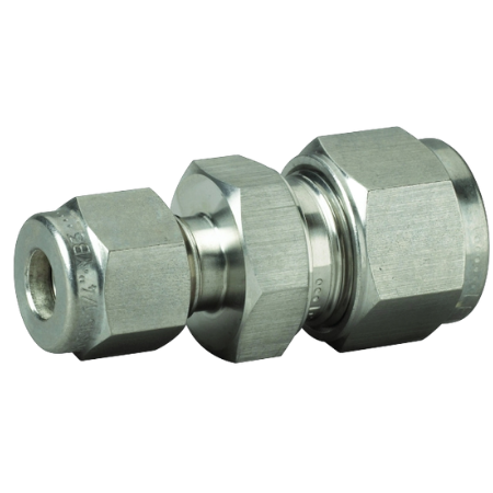 Ham-Let Stainless Steel 316 Reducing Union Imperial | 3/8" Tube O/D 1 | 1/4" Tube O/D 2 | 763L-SS-3/8-1/4