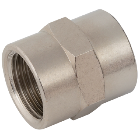 Nickel Plated Reducing Socket | 1/2" BSPP Female | 3/8" BSPP Female | FFR08/06NP - FluidAirFittings