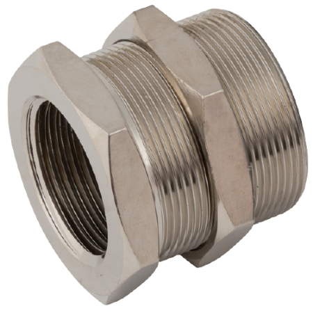 Nickel Plated Bulkhead Connector | M26x1.5 Metric Male | 3/8" BSPP Female | Max Plate 16mm | BHM06NP