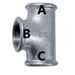 E.E Malleable Unequal Tee. Galvanised | A4" x B2" x C4" BSPP Female Thread | EEGFUT64/32/64 - FluidAirFittings