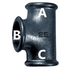 E.E Malleable Unequal Tee Black Iron. | A3" x B1.1/2" x C3" BSPP Female Thread | EEBFUT48/24/48 - FluidAirFittings