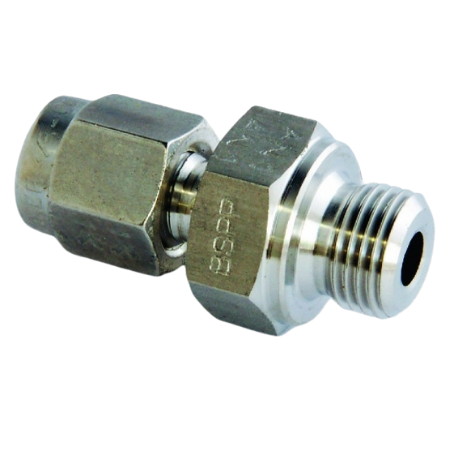 Parker A-LOK Stainless Steel 316 Male Connector | 1/8" Tube O.D | 1/8" BSPP Thread | 2MSC2R-316