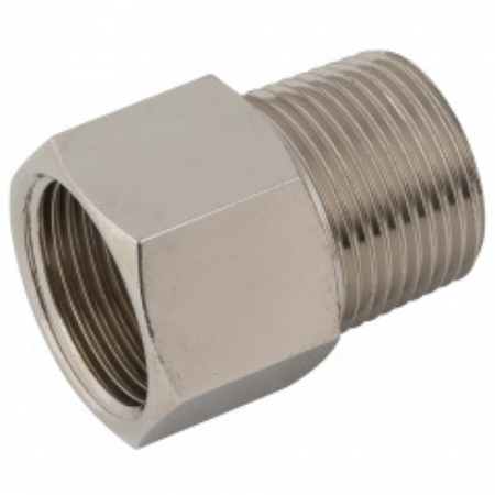 Nickel Plated Equal Connector | 1/8" BSPT Male | 1/8" BSPP Female | MFE02/02NP - FluidAirFittings
