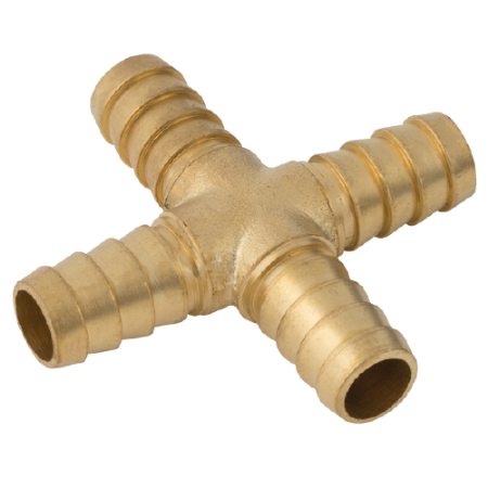 Brass Cross Hose Repair Connector | Hosetail 3/8" (10mm) | HRCX06 - FluidAirFittings