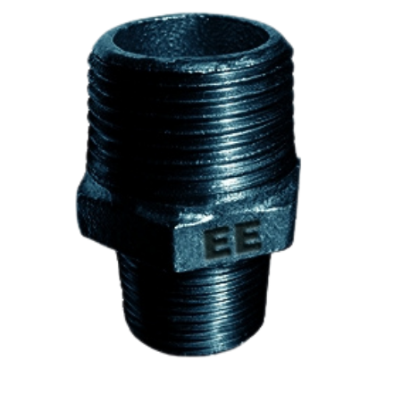 E.E Malleable Pipe Fittings Reducing Hexagon Nipple Black Iron | 3" x 2" BSPT Male | EEBRC48/32