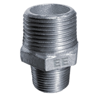 E.E Malleable Pipe Fittings Reducing Hexagon Nipple Galvanised | 1/2" x 3/8" BSPT Male | EEGRC08/06