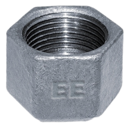 E.E Malleable Pipe Fittings Hexagonal Cap Galvanised | 2.1/2" BSPP Female Thread | EEGCAP40 - FluidAirFittings