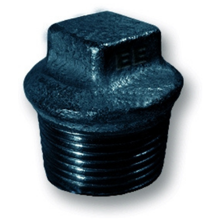 E.E Malleable Pipe Fittings Beaded Hollow Plug Black Iron | 4" BSPT Male Thread | EEBPBT64