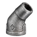 Crane Malleable M156G Galvanised 45º Bend | 1.1/2" BSPT Male x BSPP Female Thread | 0CC02821T - FluidAirFittings