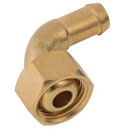 Brass Female 90° Hosetail Coned | 1/4" BSPP | Hosetail 5/16" (8mm) | FHC04/0590 - FluidAirFittings