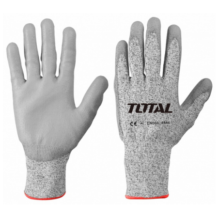 TOTAL Cut Resistant Gloves | XL Size | PU Coated HPPE Shell & Antistatic | TSP1701-XL