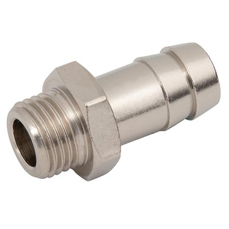 Aignep Brass Nickel Plated Hosetail | 1/4" Male BSPP | Hosetail 9mm | MHPA04/9MMNP