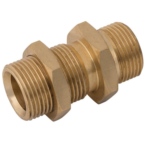 Brass Equal Bulkhead Connector 60° Coned | 1.1/4" Male BSPP | BH20/20 - FluidAirFittings